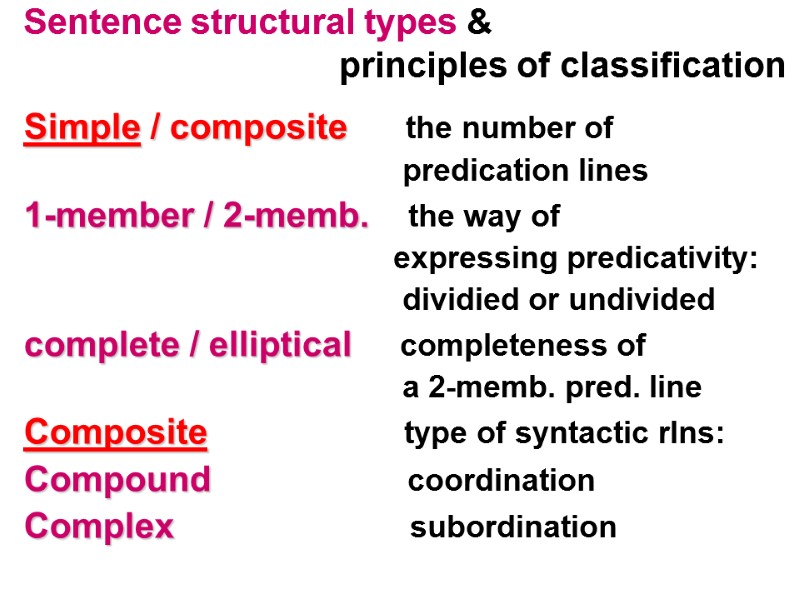 Sentence structural types &          